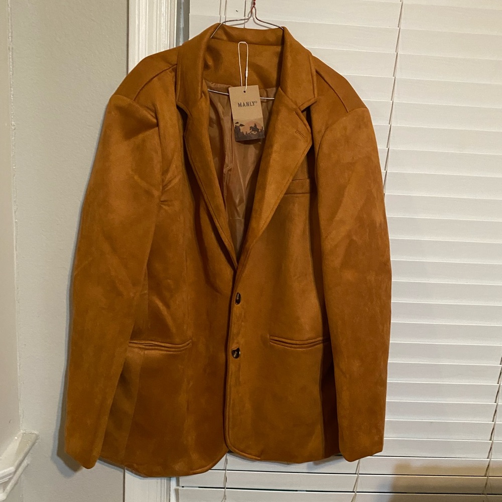 MALFY Mens Suede Blazer Jacket - Tan Brown